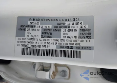 2022 Mazda Cx-30 Select z USA, uszkodzony, nr VIN 3MVDMBBL7NM449686